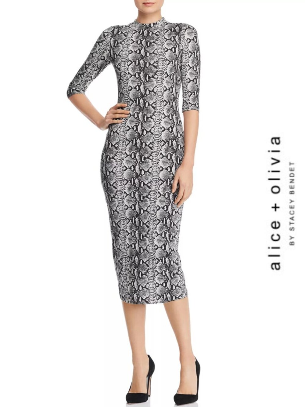 Alice + Olivia Delora Snake Print Midi Dress Size 2 Designer